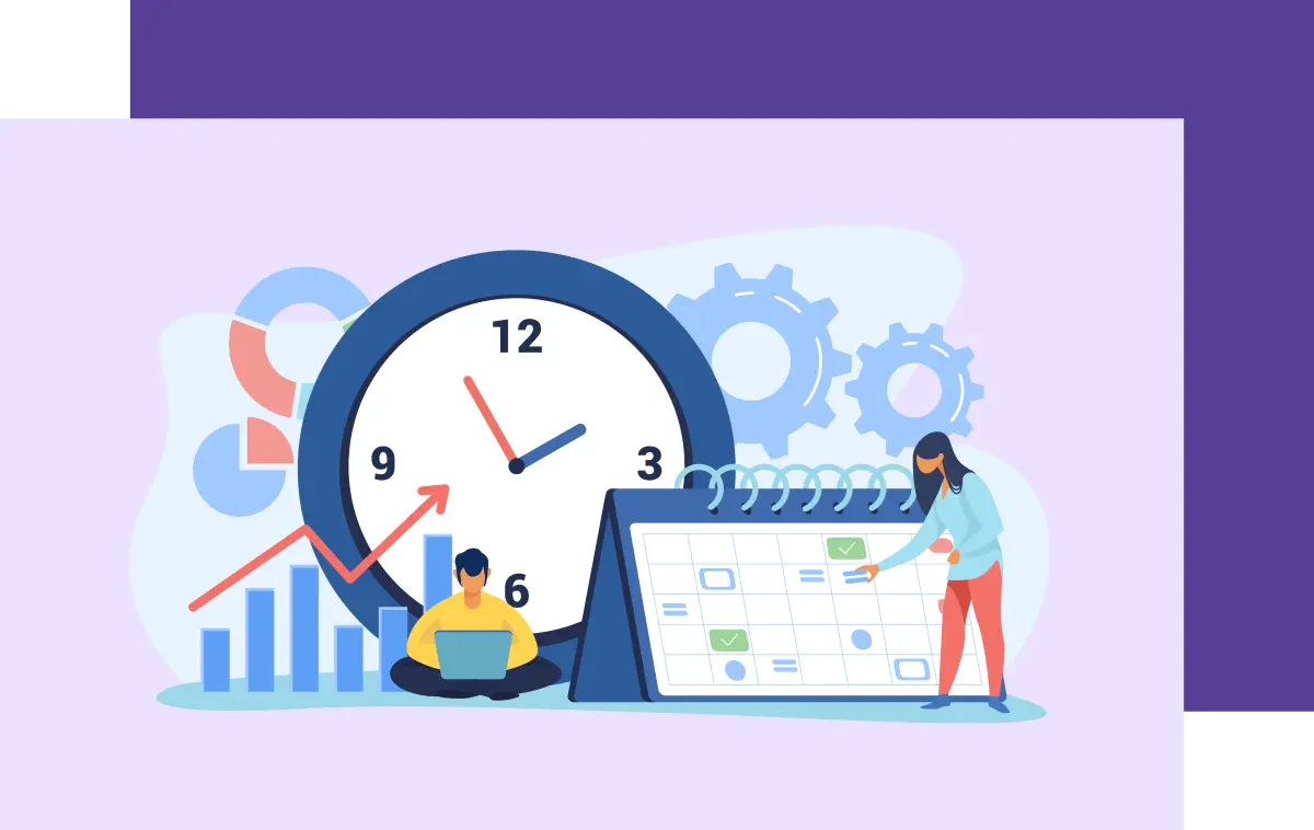 flat illustration with scheduling items
