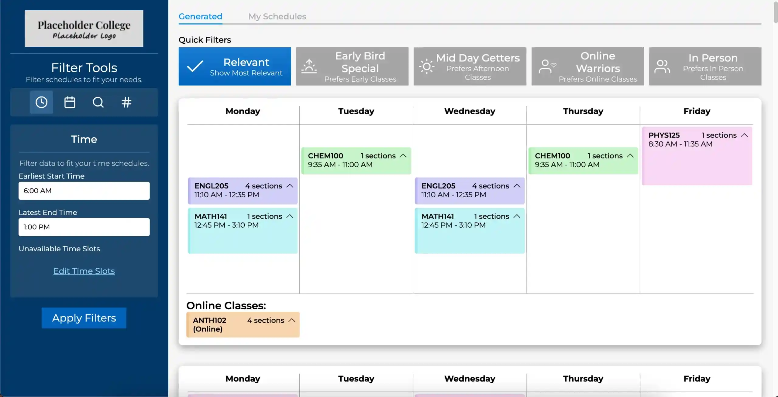 plan my semester web app
