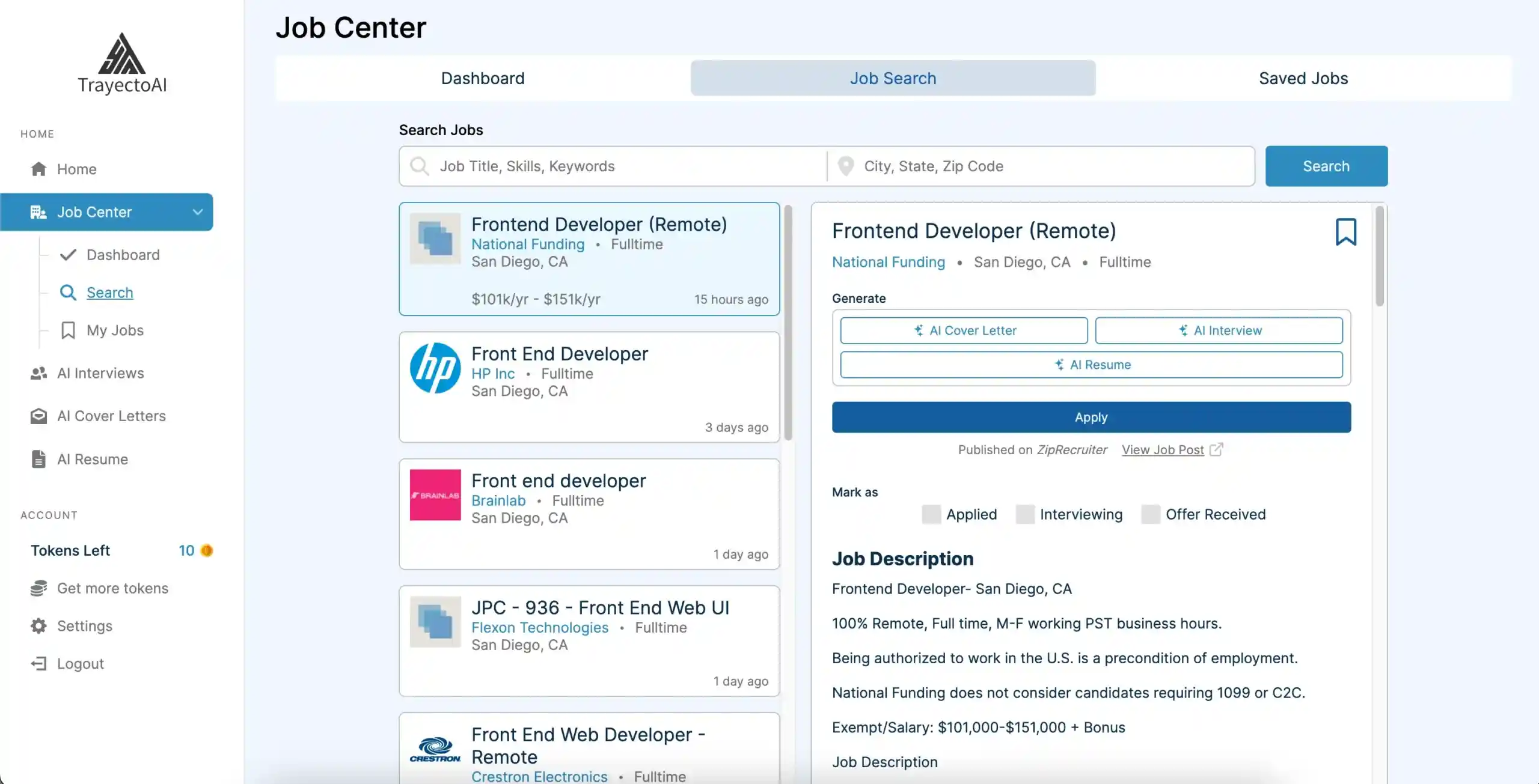 trayecto job search page